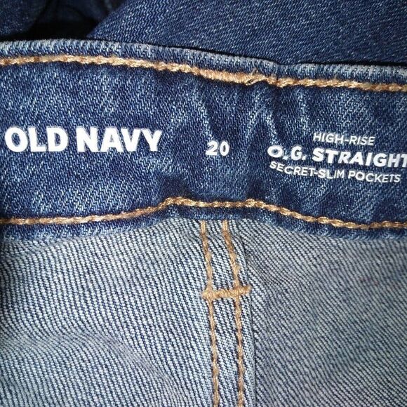 Old Navy O.G. Straight High Rise Secret-Slim pocket Jeans Size 20 Raw Hem - Picture 7 of 9